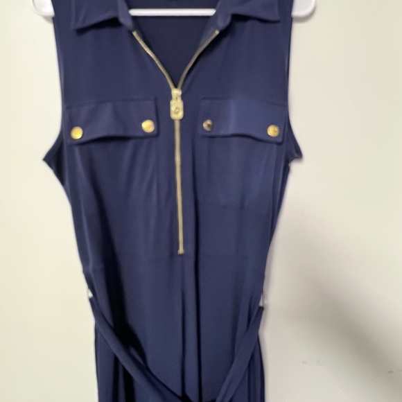 Michael Kors Navy Jumpsuit with Gold Accent - Picture 5 of 10